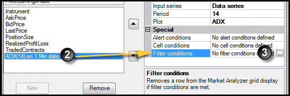 Creating a Filter Condition in the Columns window.