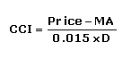 The equation used to calculate the Commodity Channel Index (CCI)