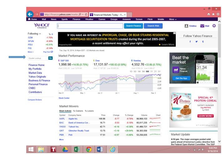 yahoo finance toolbar